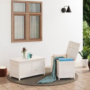 vidaXL Cutie de perne de exterior alb 100x50x56 cm lemn masiv brad imagine