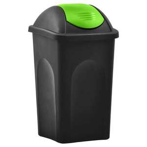 vidaXL Coș de gunoi cu capac oscilant, negru și verde, 60L imagine