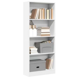 vidaXL Bibliotecă, alb, 60x24x143 cm, lemn prelucrat imagine