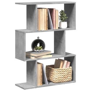 vidaXL Bibliotecă/separator 3 niveluri gri beton 70x24x97 cm lemn imagine