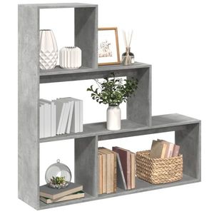 vidaXL Bibliotecă/separator 3 niveluri gri beton 123x29x123 cm lemn imagine