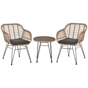 Outsunny Set Mobilier Verandă 3 Piese din Răchită, Set Exterior cu Masă și Scaune, Design Elegant pentru Patio, Gri | Aosom Romania imagine