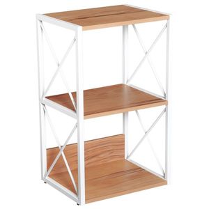 Mobilier Rastel Librarie 3 Rafturi cu Schelet in Otel Alb si Rafturi in Lemn 40x35x72.5cm HOMCOM | Aosom Romania imagine