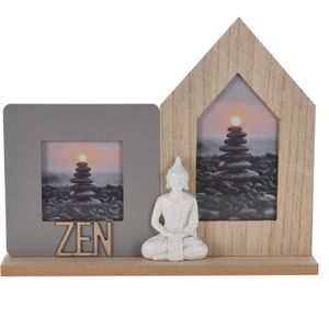 Rama foto Buddha white, 34.5x5x28 cm, lemn, gri/natural imagine