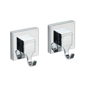 Set 2 suporturi pentru prosoape autoadezive, Wenko, Quadro Vacuum-Loc®, 6 x 7 x 5 cm, inox/plastic imagine