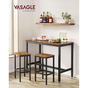 Set masa de bar + 2 scaune de bar, Vasagle, 120 x 60 x 90 cm, fier/PAL, maro rustic imagine