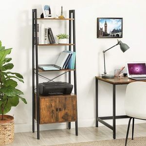 Biblioteca Ladder, Vasagle, 56 x 34 x 173 cm, otel/PAL, maro rustic imagine