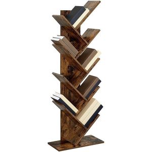 Corp biblioteca Tree, Vasagle, 50 x 25 x 141.5 cm, PAL, maro rustic imagine