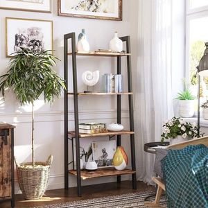 Biblioteca Ladder, Vasagle, 56 x 34 x 137.5 cm, otel/PAL, maro rustic imagine