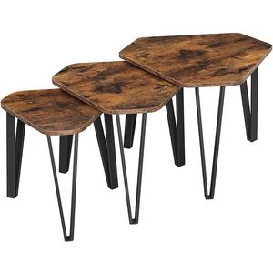 Set 3 masute Nesting, Vasagle, 58.7 x 51.9 x 45.5 cm, PAL/otel, maro rustic imagine