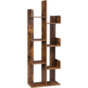 Corp biblioteca cu 8 compartimente Vasagle, 50 x 25 x 140 cm, PAL, maro rustic imagine