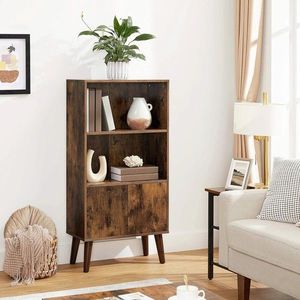 Corp biblioteca Vasagle, 60 x 30 x 120 cm, PAL, picioare din lemn masiv, maro rustic imagine