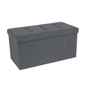 Bancheta cu spatiu pentru depozitare Ottoman Classic, Vasagle, 76 x 38 x 38 cm, pliabila, imitatie in/MDF, gri inchis imagine