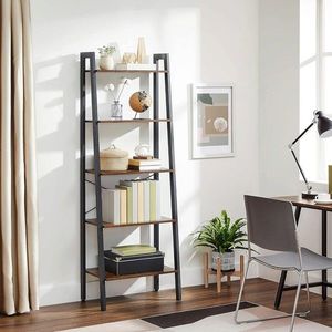 Biblioteca Alinru Ladder, Vasagle, 56 x 32 x 172, PAL/otel, maro rustic imagine