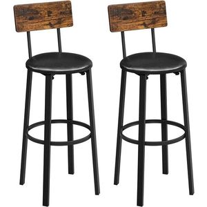 Set 2 scaune de bar, Vasagle, 39 x 39 x 100 cm, PAL/otel, maro rustic imagine