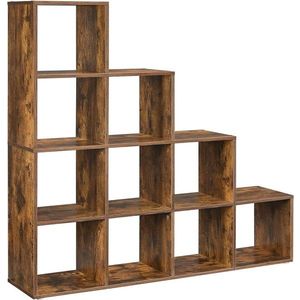 Biblioteca cu 10 compartimente, Vasagle, 129.5 x 29 x 129.5 cm, PAL, maro rustic imagine