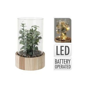 Planta artificiala cu 15 LED-uri, 14 x 14 x 23 cm, V1, sticla/lemn imagine