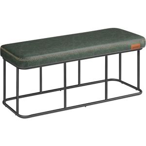 Bancheta Vasagle Ekho, 120 x 40 x 45 cm, max 300 kg, piele ecologica/otel, verde padure imagine