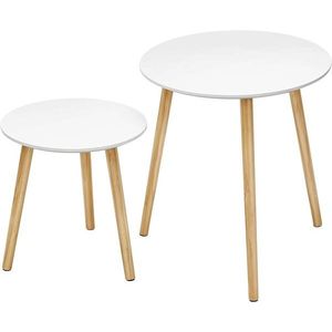 Set 2 masute Vasagle Scandinavian, 45x45x50 cm, PAL/lemn masiv de pin, alb/natural imagine