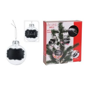 Set 4 globuri cu eticheta si creta Xmas, Excellent Houseware, 8.5 cm, polistiren imagine