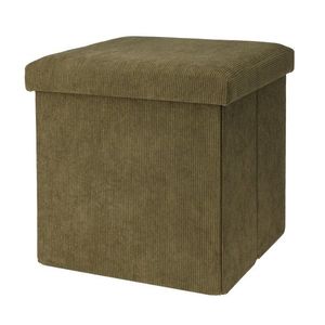 Taburet cu spatiu pentru depozitare Corduroy, Excellent Houseware, 38x38x38 cm, poliester/MDF, imagine