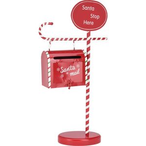 Cutie postala Santa Stop Here, Excellent Houseware, 24.5x10x51 cm, fier/MDF, rosu imagine