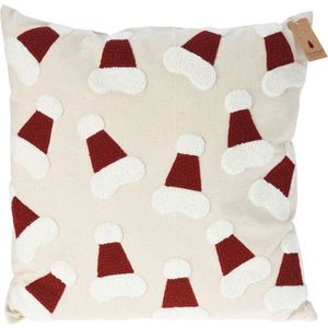 Perna pentru scaun Santa Hat v1, Excellent Houseware, 45x45 cm, poliester, bej/rosu imagine