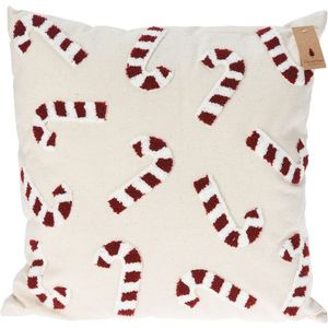 Perna pentru scaun Candy Cane v2, Excellent Houseware, 45x45 cm, poliester, bej/rosu imagine