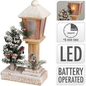 Decoratiune luminoasa cu LED Street Lamp w Tree, Excellent Houseware, 19x11.5x37 cm, multicolor imagine