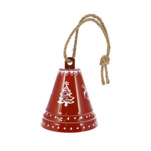 Clopotel decorativ Xmas Tree v1, Excellent Houseware, 19x23 cm, fier/iuta, rosu imagine