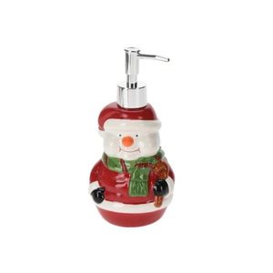 Dispenser sapun lichid Snowman v3, Excellent Houseware, 9.5x9x19.5 cm, dolomit, rosu imagine