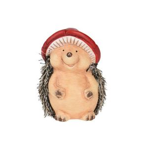 Decoratiune Hedgehog w Mushroom Hat v2, Excellent Houseware, 8.5x7.7x12.8 cm, teracota, multicolor imagine