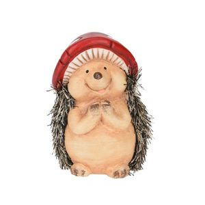 Decoratiune Hedgehog w Mushroom Hat v1, Excellent Houseware, 8.5x7.7x12.8 cm, teracota, multicolor imagine