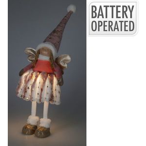 Decoratiune luminoasa cu LED-uri Standing Angel Girl, Excellent Houseware, cu baterii, 24x16x69 cm, roz/auriu imagine