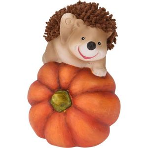 Decoratiune Hedgehog on Pumpkin v1, Excellent Houseware, 11.5x8.8x17 cm, teracota, portocaliu imagine