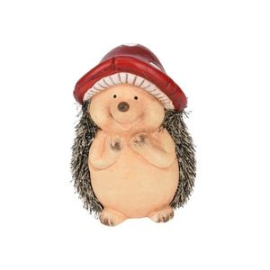 Decoratiune Hedgehog w Mushroom Hat v3, Excellent Houseware, 8.5x7.7x12.8 cm, teracota, multicolor imagine