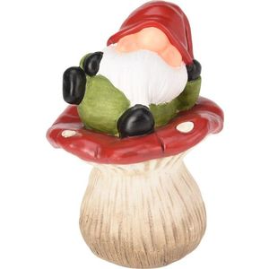 Decoratiune Gnome on Mushroom v1, Excellent Houseware, 14.3x13x19.1 cm, teracota, multicolor imagine