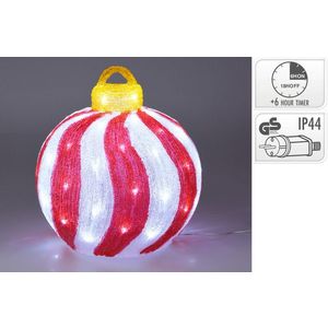 Decoratiune luminoasa de exterior cu 60 LED-uri Ball, Excellent Houseware, transformator IP44, 39x39 cm, rosu/alb imagine