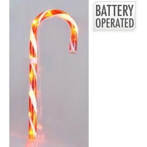 Decoratiune luminoasa cu 11 LED-uri Candy Cane, Excellent Houseware, 13x1.8x45 cm, cu baterii, alb/rosu imagine