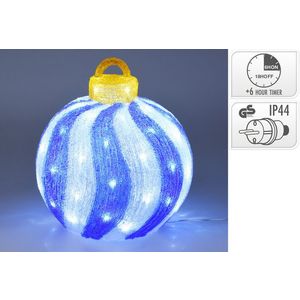 Decoratiune luminoasa de exterior cu 60 LED-uri Ball, Excellent Houseware, transformator IP44, 39x39 cm, albastru/alb imagine