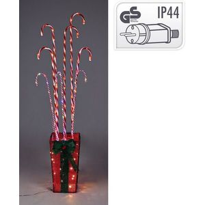 Decoratiune luminoasa de exterior Giftbox w Candy Canes, 128 LED-uri, transformator IP44, 26x26x150 cm, rosu imagine