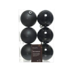 Set 6 globuri Baubles, Decoris, 8 cm, plastic, negru imagine