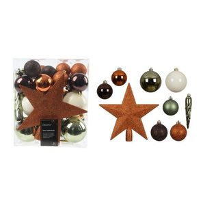 Cutie cu 33 globuri asortate si varf de brad Mixed Star Christmas, Decoris, plastic, multicolor imagine