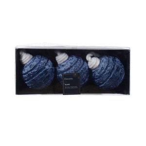 Set 3 globuri Relief Hazy Blue, Decoris, 8 cm, sticla, albastru inchis imagine