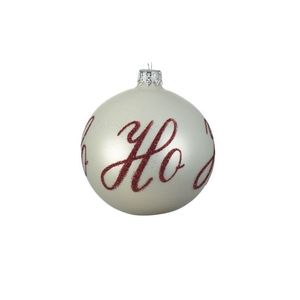 Glob Ho ho ho, Decoris, 8 cm, sticla, alb imagine