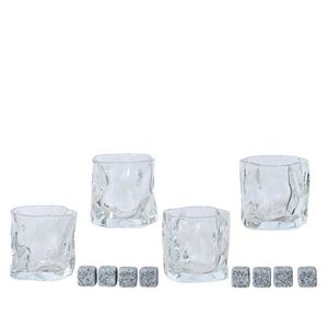 Set pahare si cuburi pentru whisky 12 piese, Decoris, sticla, argintiu imagine