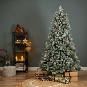 Brad de Craciun cu zapada artificiala si conuri Windham Spruce, Everlands, 1312 varfuri, 130x210 cm, verde imagine