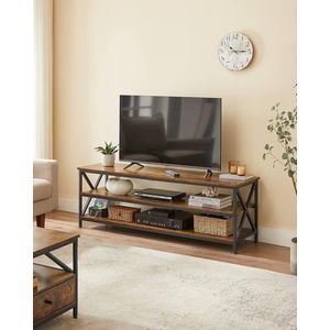 Comoda TV Farmhouse Industrial, Vasagle, 147x40x50 cm, TV pana la 65 inch, PAL/otel, maro imagine