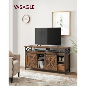 Comoda TV Farmhouse Design, Vasagle, 147x40x76 cm, TV pana la 65 inch, PAL/otel, maro imagine