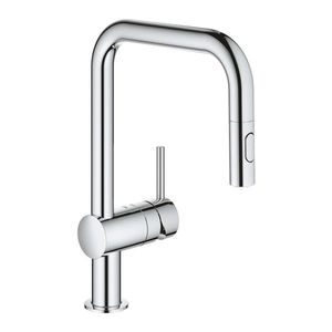 Baterie bucatarie Grohe Minta cu dus extractibil dual spray pipa U crom imagine